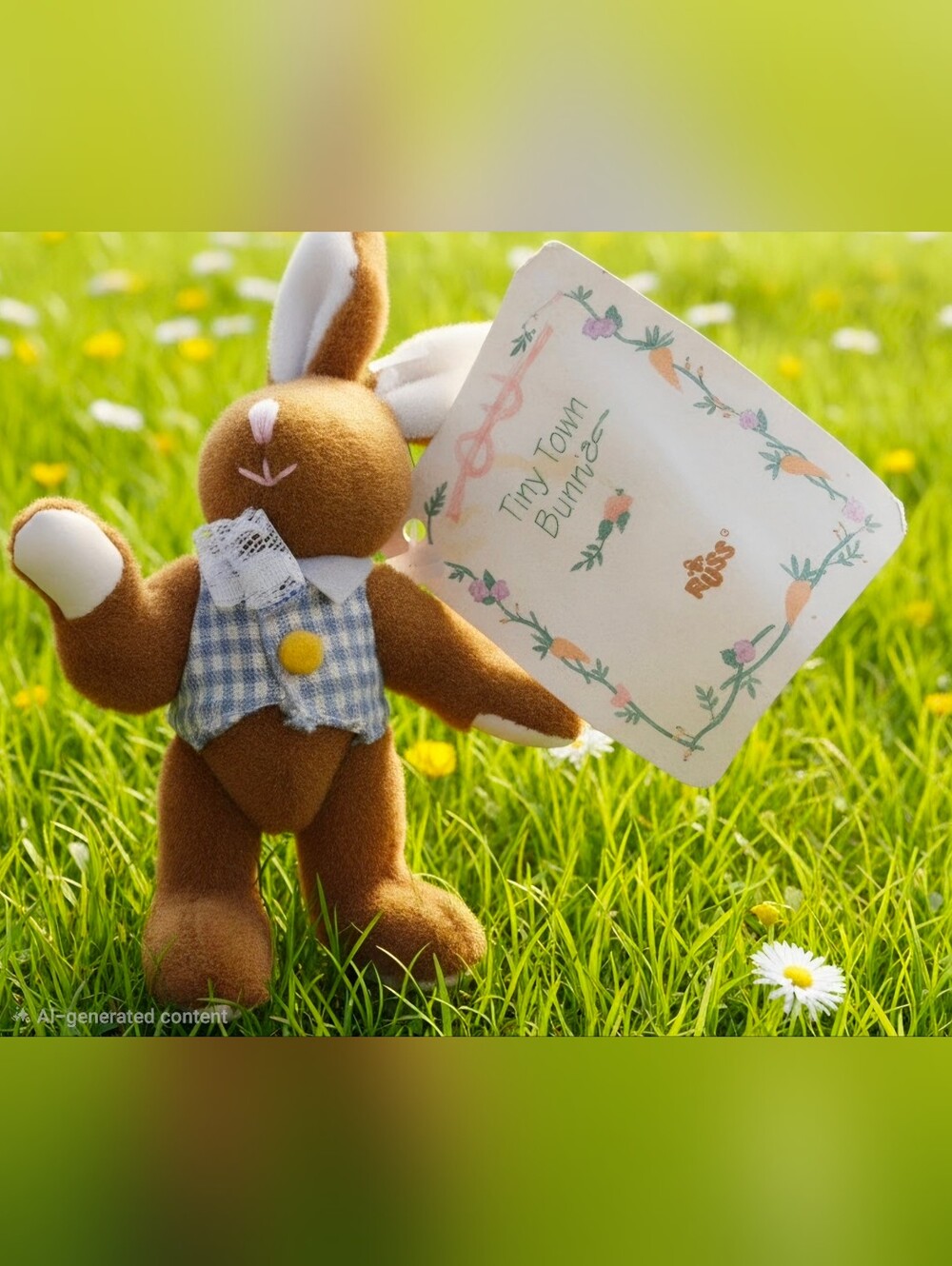 Vintage Russ Berrie Tiny Town 4” Tall Jointed Rabbit